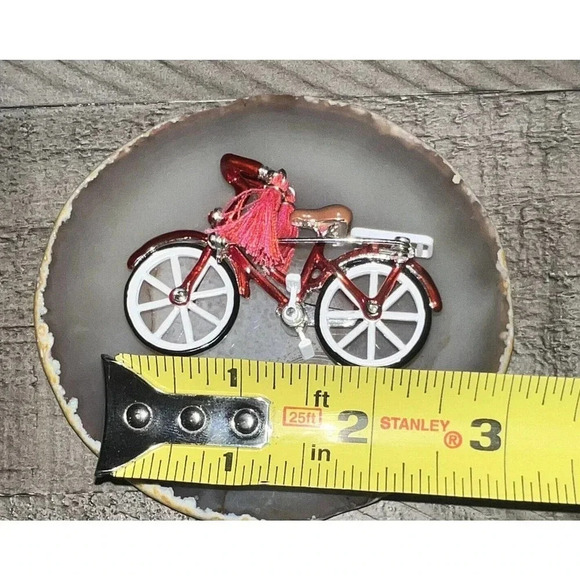 Napier Bicycle Brooch Bike Red Retro Bike Brooch Articulated Movement - Picture 6 of 7